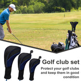 3-Piece Long-Neck Golf Club Headcover Set – Numbered Wooden Club Protectors, Durable Golf Accessories