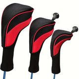 3-Piece Long-Neck Golf Club Headcover Set – Numbered Wooden Club Protectors, Durable Golf Accessories