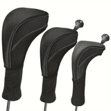 3-Piece Long-Neck Golf Club Headcover Set – Numbered Wooden Club Protectors, Durable Golf Accessories